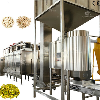 ভালো দাম বাণিজ্যিক 1000kg/h-2000kg/h ভূট্টা/হাজেলনট/পিস্তাচিয়ো রোস্টিং এবং ব্লাঞ্চিং উত্পাদন লাইন স্টেইনলেস স্টীল 304 নির্মাণ অনলাইন