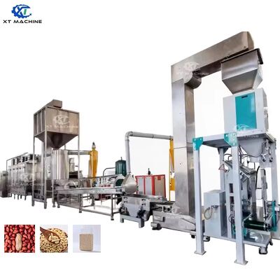 ভালো দাম 500、1000kg/h কাস্টমাইজেবল চিনাবাদাম/হেজেলনাট/পিস্তা প্রক্রিয়াকরণ লাইন দক্ষ ভাজা এবং খোসা ছাড়ার জন্য এয়ার ব্লাঞ্চিং মেশিন সহ অনলাইন