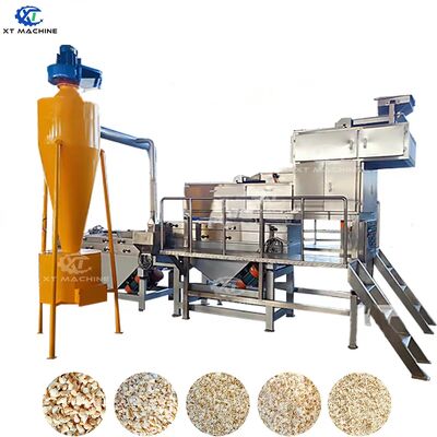 শিল্প 500kg / ঘন্টা ক্ষমতা 7.5kw পাওয়ার 2-স্টেজ হ্যাকিং বাদাম প্রক্রিয়াকরণের জন্য বাদাম পেষণকারী মেশিন