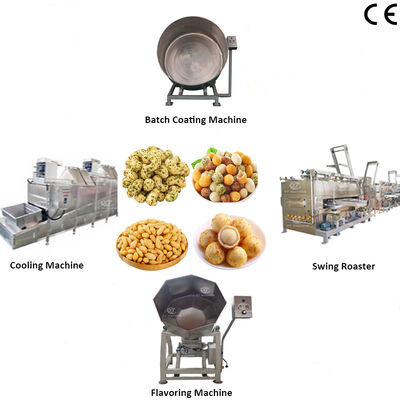 খাদ্য গ্রেড বাদাম লেপ বেকিং এবং স্বাদ উত্পাদন লাইন 100-200kg / ঘন্টা ক্ষমতা সঙ্গে