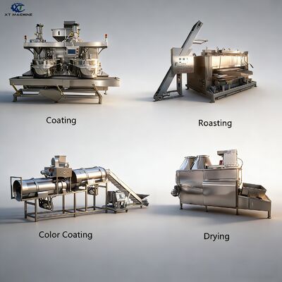 ভালো দাম 500-1000kg/h SUS304 নট প্রক্রিয়াকরণ লাইন জন্য সিমেন্স পিএলসি সঙ্গে বাদাম লেপ মেশিন অনলাইন