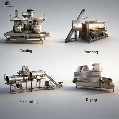 ভালো দাম 500-1000kg/h SUS304 নট প্রক্রিয়াকরণ লাইন জন্য সিমেন্স পিএলসি সঙ্গে বাদাম লেপ মেশিন অনলাইন
