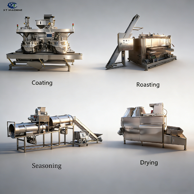 500-1000kg/h SUS304 নট প্রক্রিয়াকরণ লাইন জন্য সিমেন্স পিএলসি সঙ্গে বাদাম লেপ মেশিন