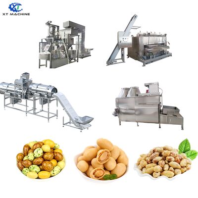 500-1000kg/h ধারণক্ষমতা বাদাম লেপ এবং রস্টিং প্রসেসিং লাইন সঙ্গে SUS304 খাদ্য গ্রেড স্টেইনলেস স্টীল এবং PLC নিয়ন্ত্রণ