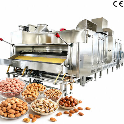 কাস্টমাইজযোগ্য 300kg/h-1000kg/h ক্রমাগত বেল্ট টাইপ বাদাম রোস্টিং মেশিন পিএলসি কন্ট্রোল প্যানেল সহ বাণিজ্যিক বেকিং ওভেন