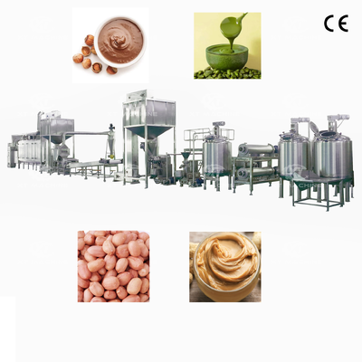 ভালো দাম এসএস৩০৪ পূর্ণ-স্বয়ংক্রিয় চিনাবাদাম মাখন উৎপাদন লাইন, ৫০০-২০০০ কেজি/ঘন্টা ধারণক্ষমতা সহ বাদাম পেস্ট তৈরির জন্য অনলাইন