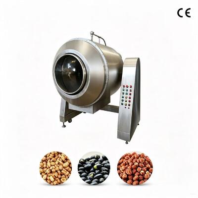 গরম বিক্রয় বাণিজ্যিক 70kg / লট চিনি লেপ মেশিন সম্পূর্ণ স্বয়ংক্রিয় রোলার রোস্টার তাপমাত্রা নিয়ন্ত্রণ সঙ্গে